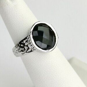 New Sterling silver round Black Onyx ring size 6